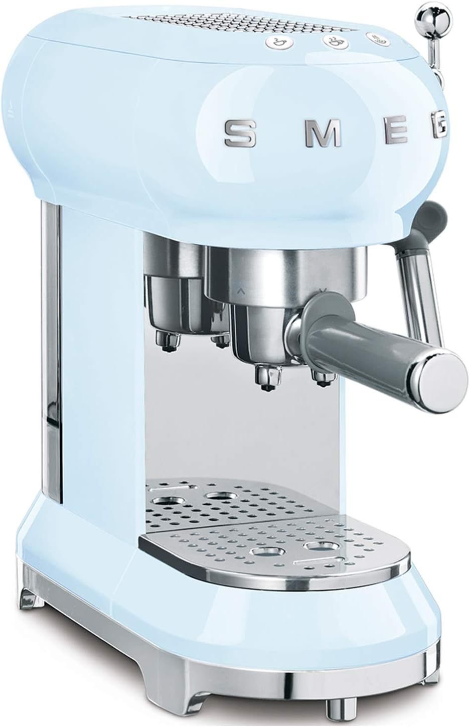 Smeg ECF01WHEU Macchina espresso manuale – Sistema cappuccino, Thermoblock, doppio caffè, serbatoio 1 L, formato compatto