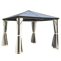 Gazebo da giardino Outsunny Hardtop – Tetto in policarbonato, zanzariera, struttura in alluminio