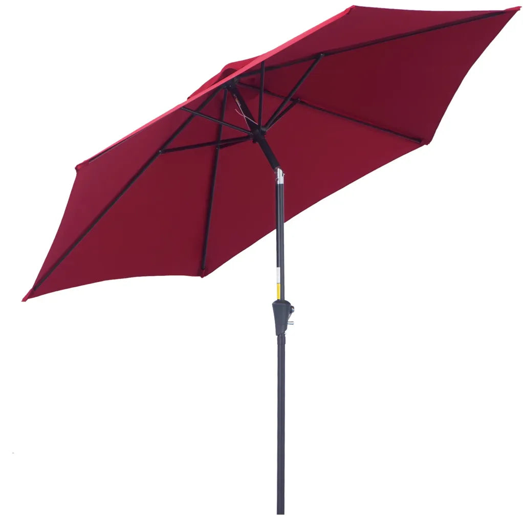 Outsunny Ombrellone in alluminio rosso – Inclinabile con manovella