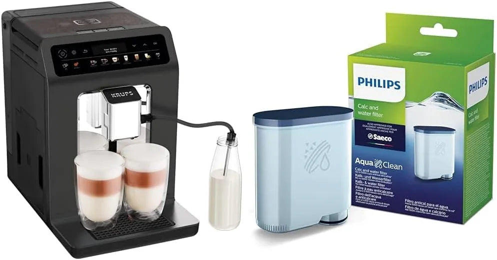 Krups Evidence One Macchina da caffè automatica EA895N10 – Tubo latte, 12 bevande, funzione 2 tazze, display a colori, certificata TÜV, nero