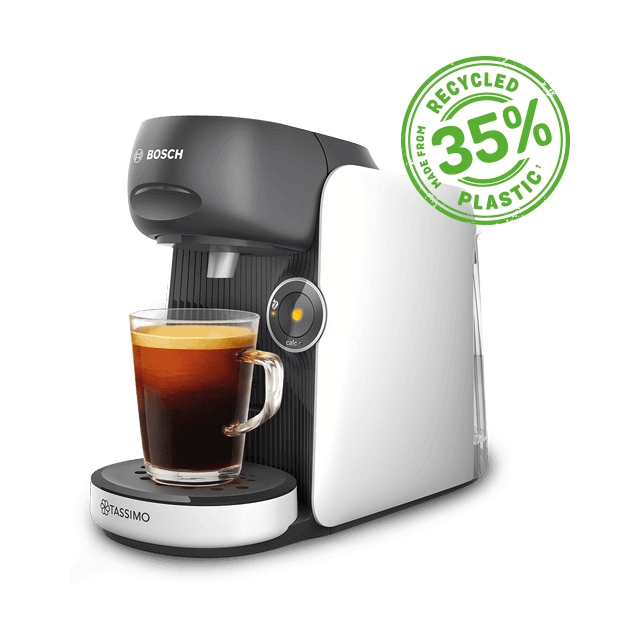 Finesse Friendly Black-White Macchina da caffè a capsule – Compatta, bianca e nera, facile da usare per un caffè veloce