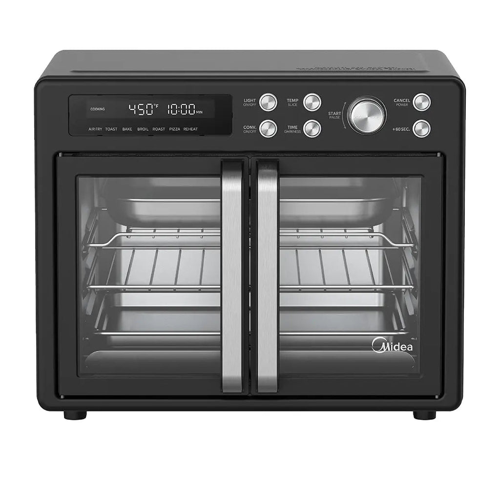 Midea Flexify™ Forno Airfryer con porta francese – Friggitrice senza olio multifunzione a doppia porta, 10 in 1, grande capacità, Nero
