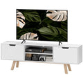 HOMCOM Mobile TV fino a 65″ – Passacavi e 2 armadietti, bianco