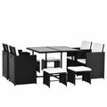 Set da giardino Outsunny da 9 pezzi in polyrattan, salvaspazio, resistente agli agenti atmosferici