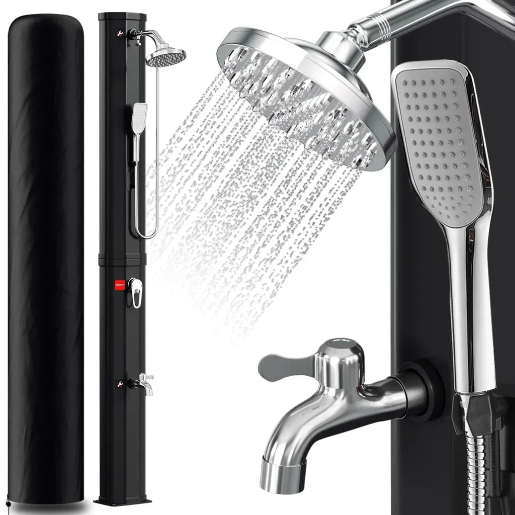 Sonnewelt Doccia solare da giardino 60 L con copertura protettiva e doccetta