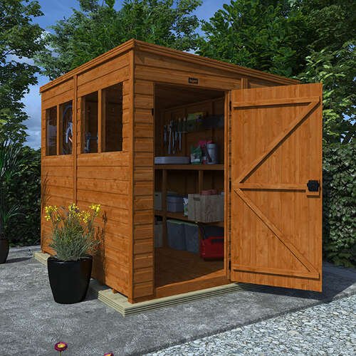 TigerFlex® Shiplap Pent Casetta da giardino – Casetta in legno flessibile con tetto a falda unica per attrezzi e stoccaggio