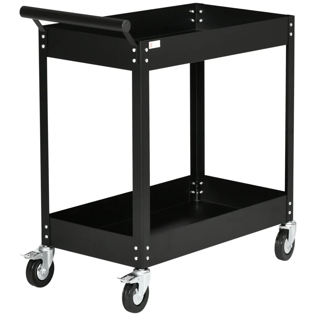 Durhand Carrello da officina a 2 livelli in acciaio laminato a freddo con ruote
