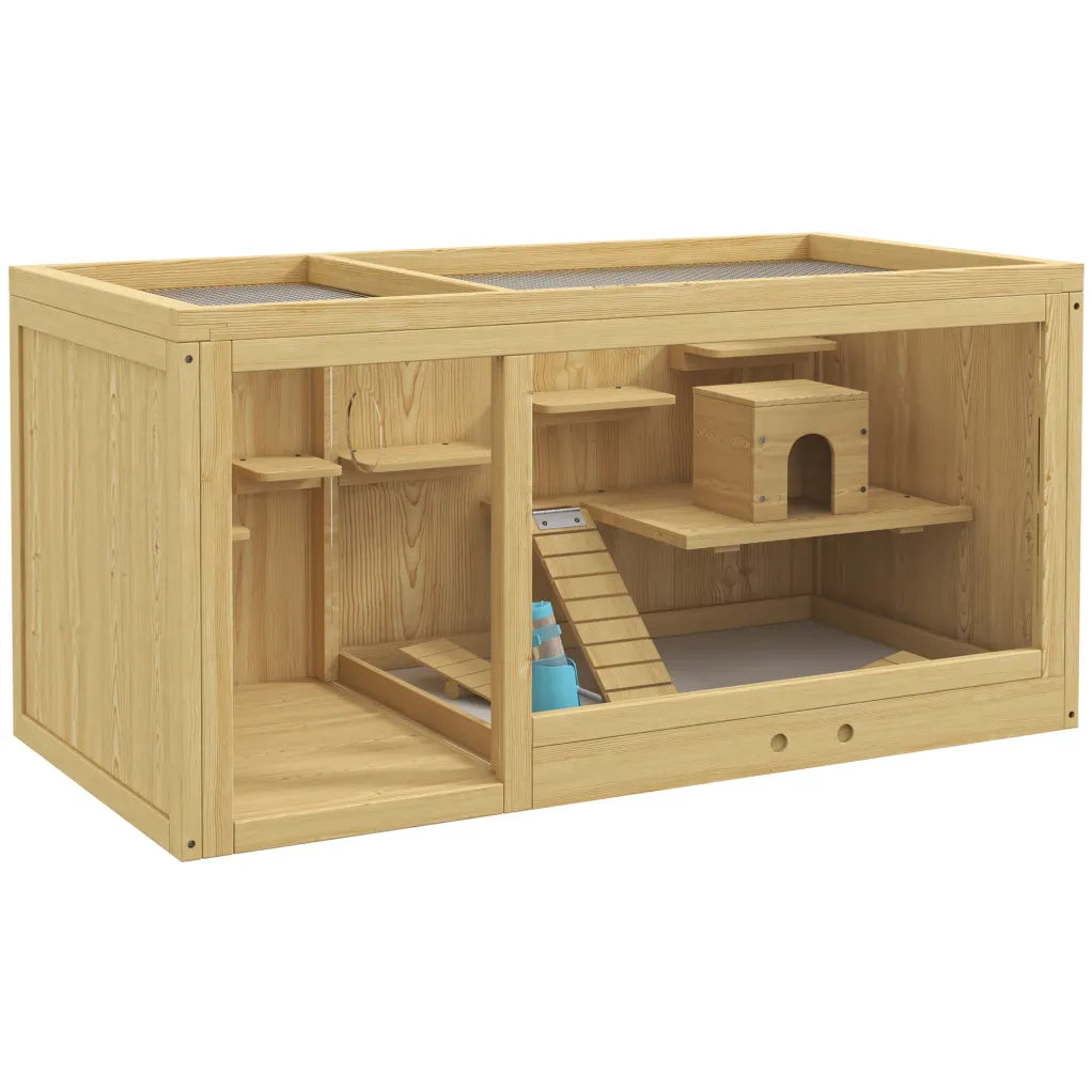 PawHut Gabbia multilivello per criceti / piccoli animali con accessori, legno