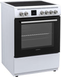 Daewoo F6EV22WL3DE Cucina a libera installazione con piano in vetroceramica, classe A, forno 65 L, 8 modalità di cottura, smalto facile da pulire, 4 zone, bianca
