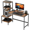 HOMCOM Scrivania per computer con supporto monitor e 4 ripiani – 150 × 48 × 125 cm