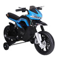 HOMCOM Moto elettrica per bambini con luce, musica e rotelle – Blu