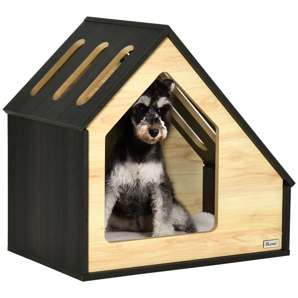 PawHut Cuccia in legno 60 × 40 cm con cuscino – Per cani di piccola taglia